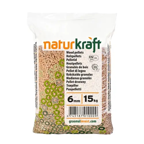 NaturKraft puupelletti 6mm 15kg - 66 säkkiä