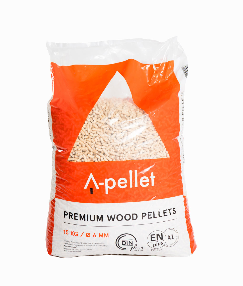 Puupelletti A-pellet premium 6 mm 15kg - 65 säkkiä